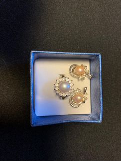 Жемчужный комплект (кольцо + серьги)