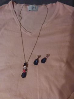 Серьги и подвеска цветы