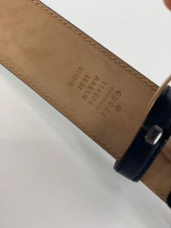 Ремень Gucci Signature двухцветная пряжка золото с