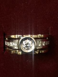 Кольцо желтое золота 750 проба,бриллианты 0.7карат