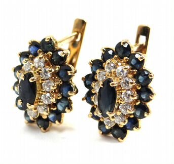 Серьги золотые 585 пробы с цирконами