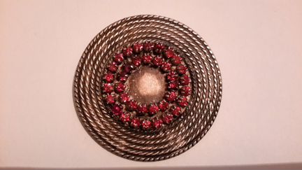 Брошь винтаж европа рубин с рубином большая клеймо