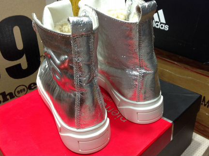 Полуботинки серебряные натур/кожа и овчина