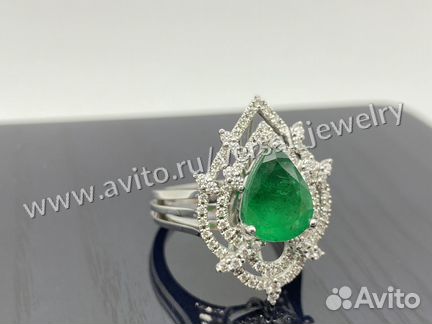 Кольцо с бриллиантами изумруд 2.55ct