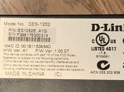 Комутатор D-link DES-1252