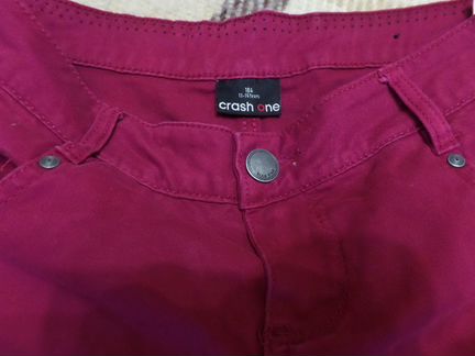 Джинсы бордовые 13-14лет