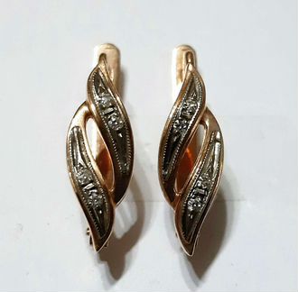 Золотые серьги с бриллиантами СССР