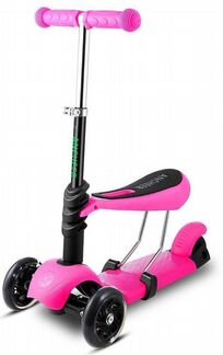 Детский самокат 3-х колесный 3в1 голубой и розовый