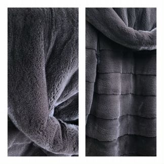 Новая норковая шуба темный графит в плюшевом мехе