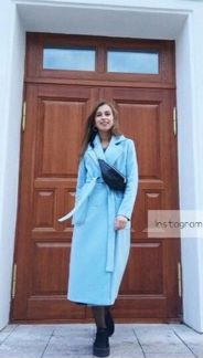 Пальто женское. Голубое. Новое