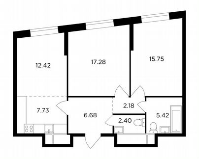 3-к квартира, 69.9 м², 9/30 эт.