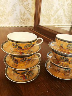Чайные пары 6 штук fine china. Винтаж