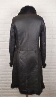 Кожаное пальто с мехом Prada