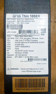 MSI GF65 Thin 10SER