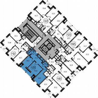 2-к квартира, 61.9 м², 13/17 эт.