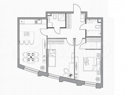 2-к квартира, 68.5 м², 21/39 эт.