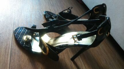 Босоножки черные на высоком каблуке, р. 37 - 38