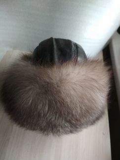 Шапка натуральный мех+кожа р. 56-58