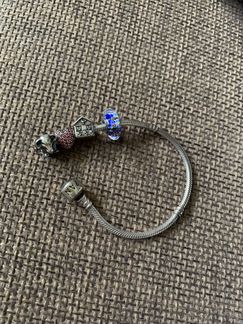 Браслет Pandora + с шармами + коробочка