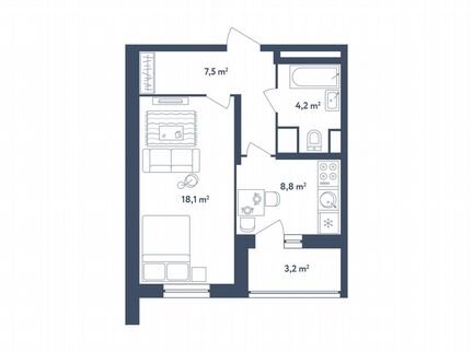 1-к квартира, 40.2 м², 25/25 эт.