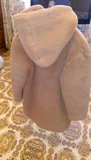 Шуба детская новая бежевая из цигейка 34 размер