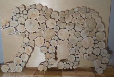 Панно из можжевельника для парной бани сауны мишка