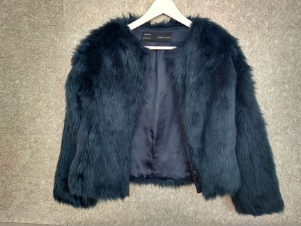 Стильный полушубок/меховая куртка zara, р.42