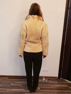 Шуба из стриженного сурка светлая
