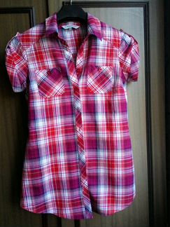 Новая рубашка Clockhouse (S) красно-белая клетка
