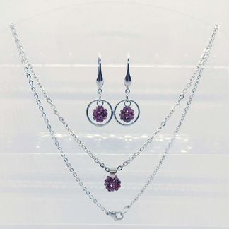 Комплект серьги цепочка и кулон гранат