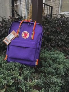Рюкзак канкен фиолетовый с радужными ручками