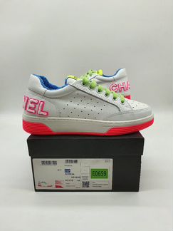 Кроссовки Chanel Шанель белые с розовым