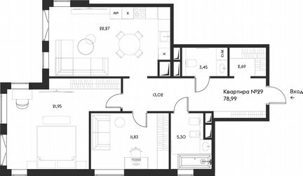 2-к квартира, 79 м², 10/17 эт.