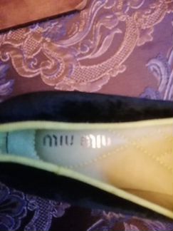 Туфли бархатные Miu Miu темно зелёные